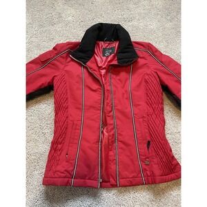 nils womens ski jacket Red Zip Up Size 10 Thermore Insulated Polyester Quilted